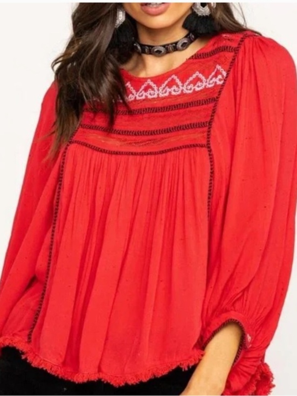 NWT Free People Cyprus Avenue Embroidered Boho Peasant Top size M